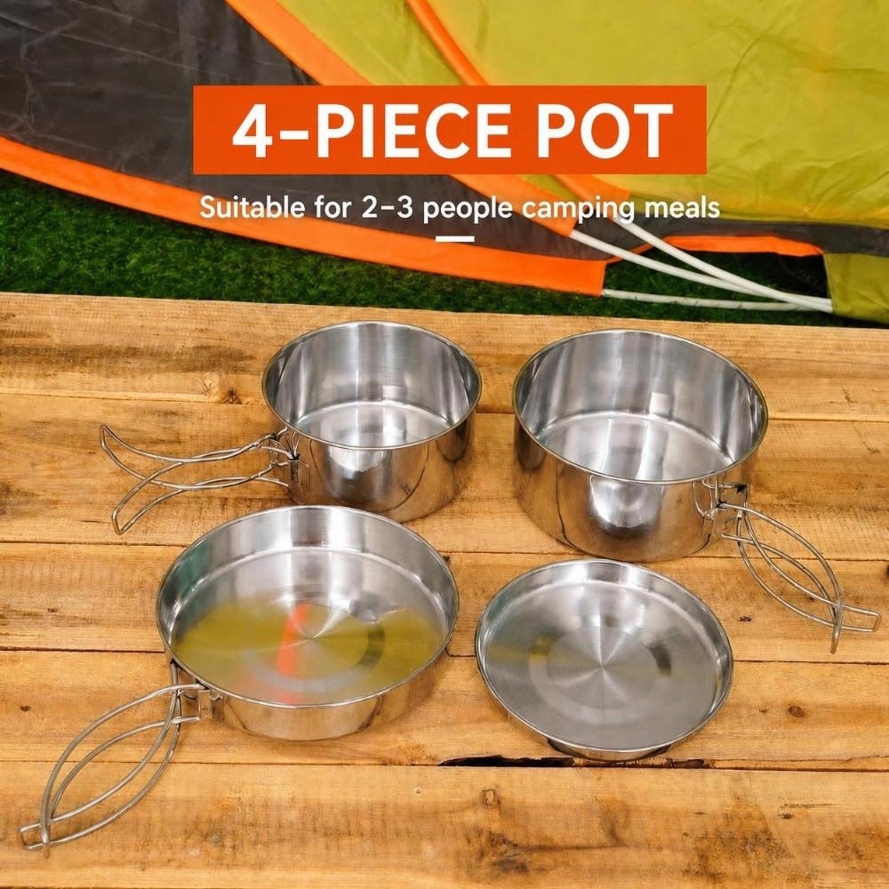 Camping Cooking Set For 4 - Juego de 4 piezas de utensilios