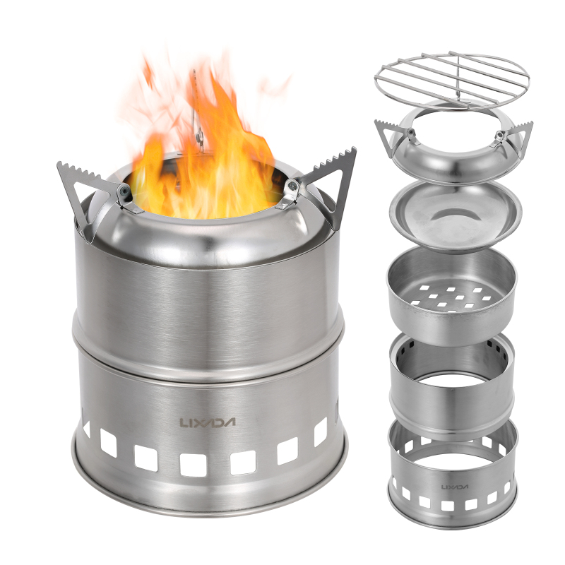 Camping Cooking Wood Stove - Lixada-estufa de leña de acero inoxidable