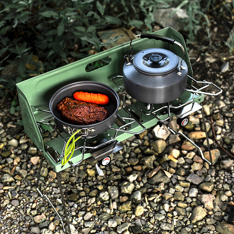 Camping Double Cooking Stove - Estufa de Gas Portátil para Exteriores,