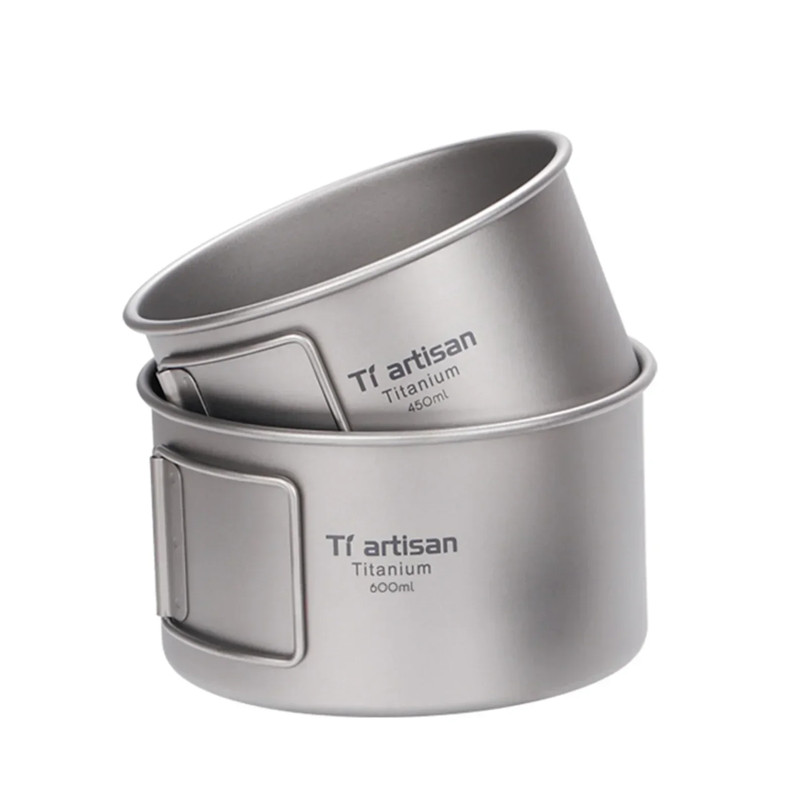 Camping Cooking Wok - Cuenco de titanio con asa plegable,