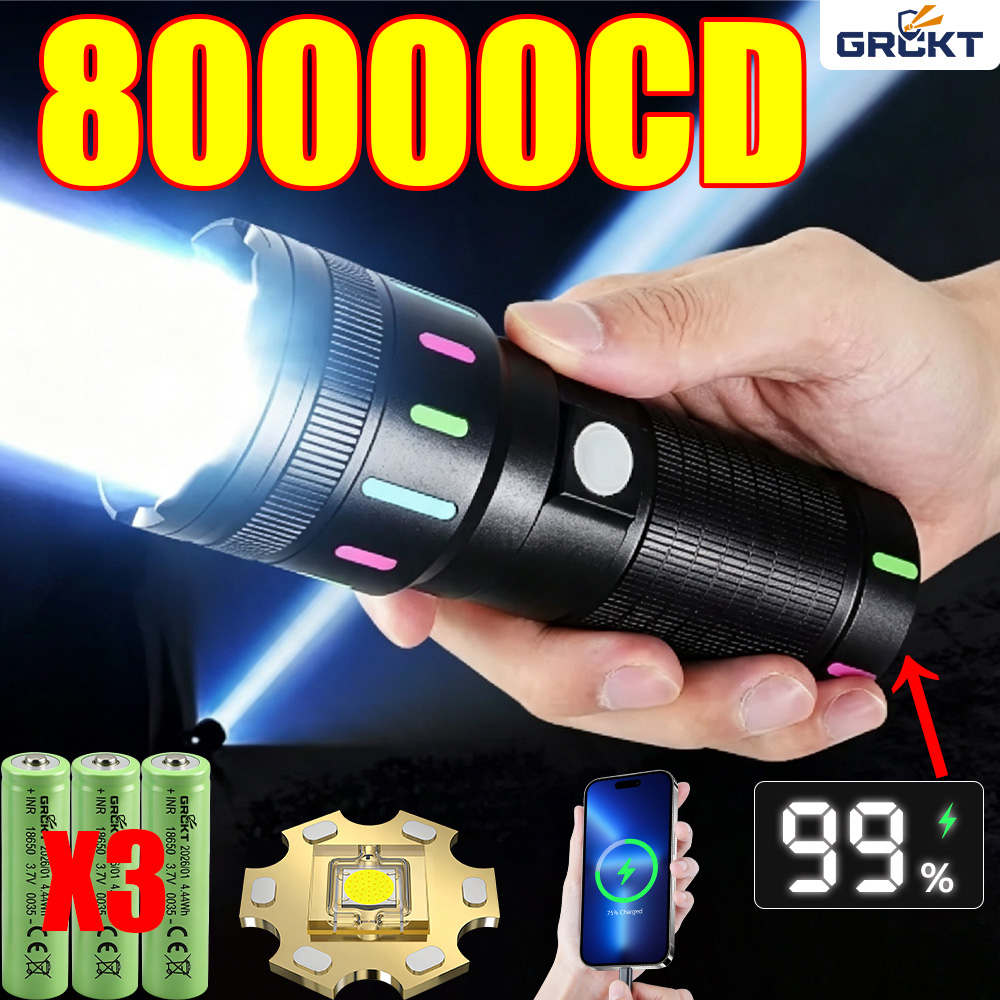 Camping Cooking Fish - Linterna LED de alta potencia 80000CD,