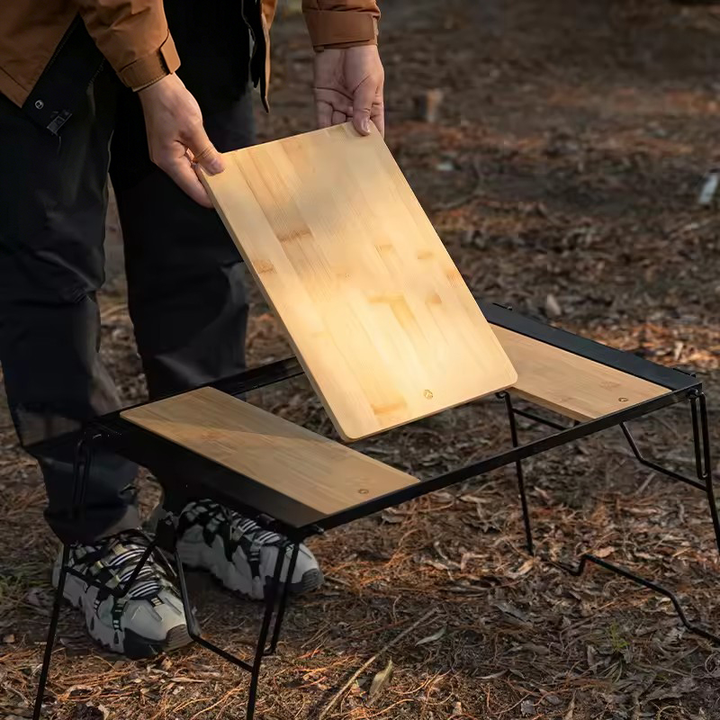 Camping Double Cooking Stove - Tabla de Cortar de Bambú de
