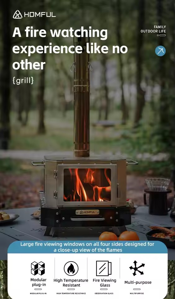 Estufa de Leña Portátil HOMFUL - Camping Cooking Wood Stove reseña y precio