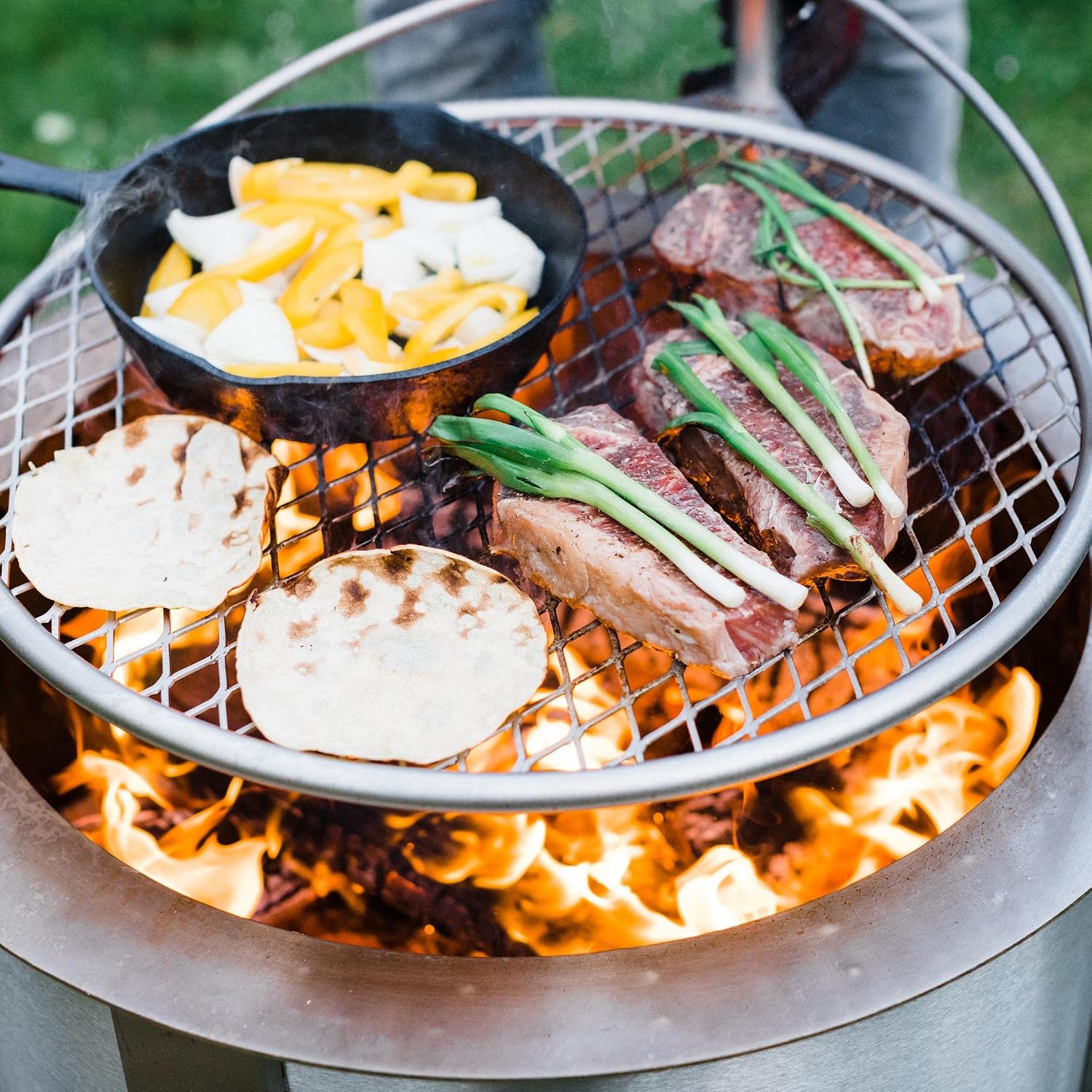 Parrilla de Acero Inoxidable d - Camping Cooking Fire Pit reseña y precio