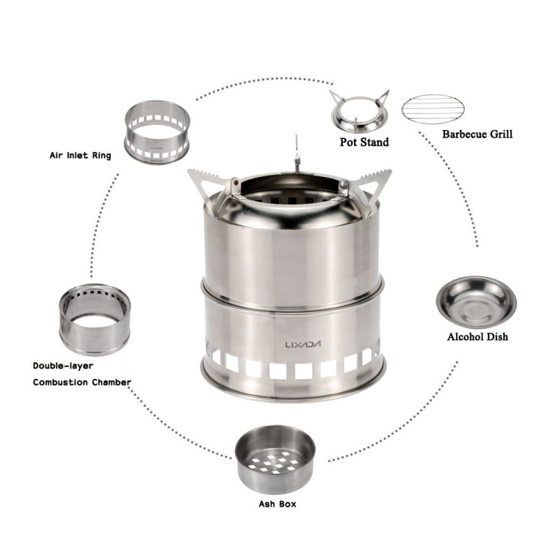 Lixada-estufa de leña de acero - Camping Cooking Wood Stove reseña y precio