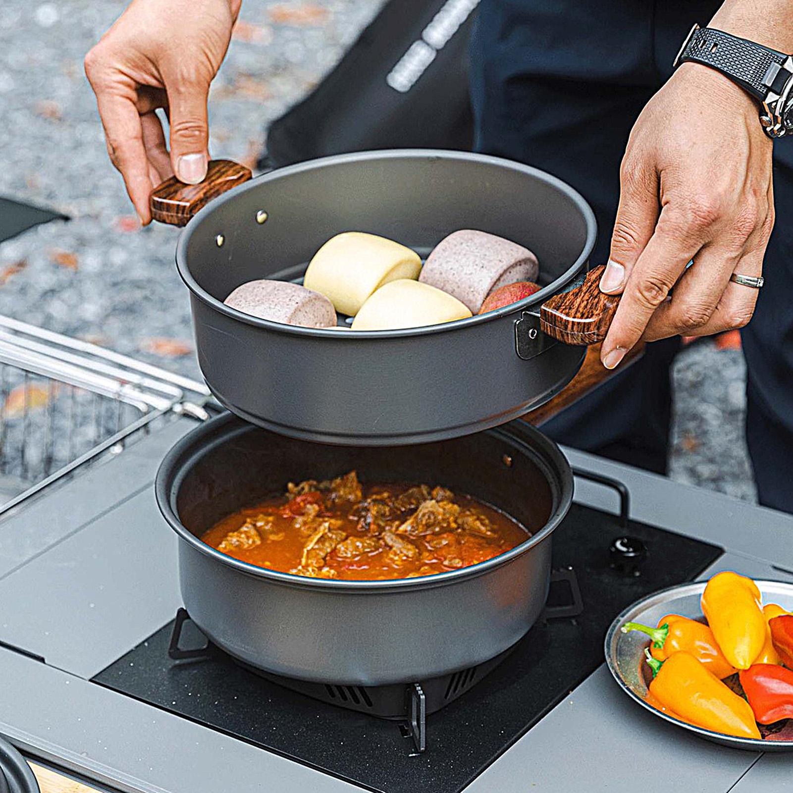 Sartén portátil para acampar,  - Camping Double Cooking Stove reseña y precio