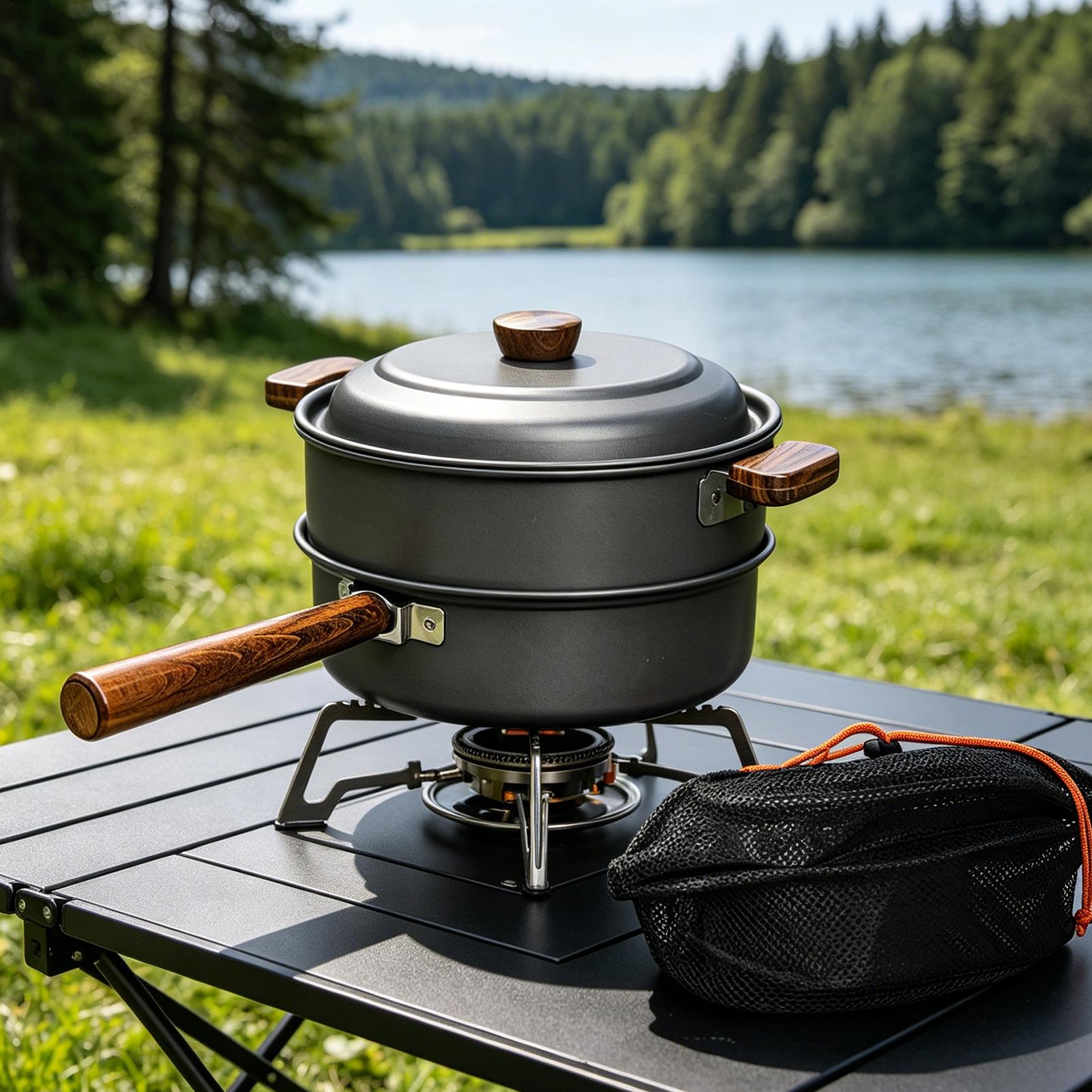 Sartén portátil para acampar,  - Camping Double Cooking Stove reseña y precio