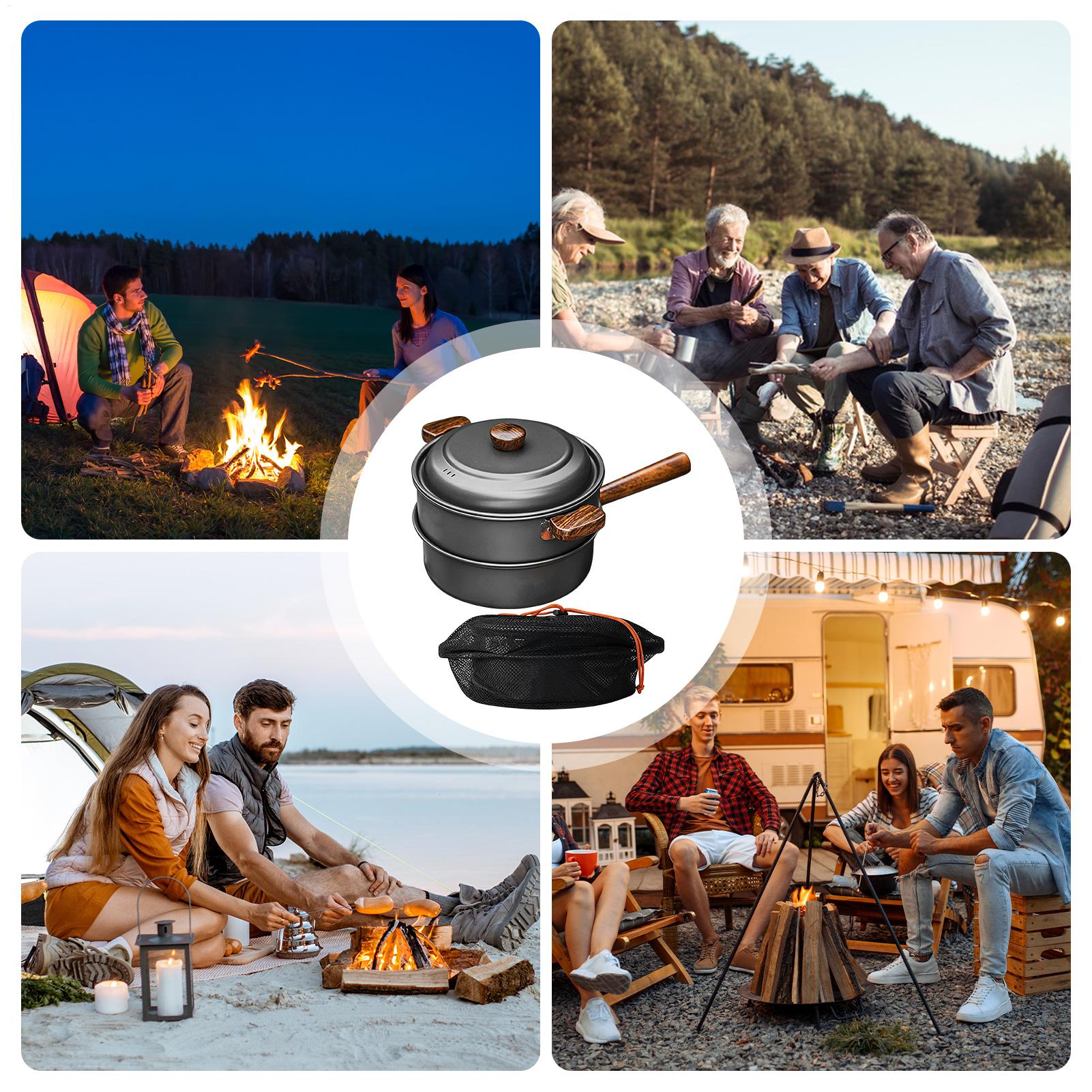 Sartén portátil para acampar,  - Camping Double Cooking Stove reseña y precio