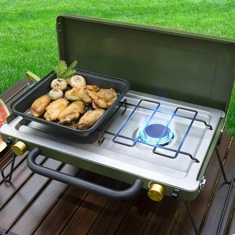 Estufa de camping plegable con - Camping Double Cooking Stove reseña y precio